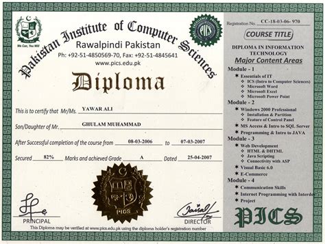 Computer Institute Certificate