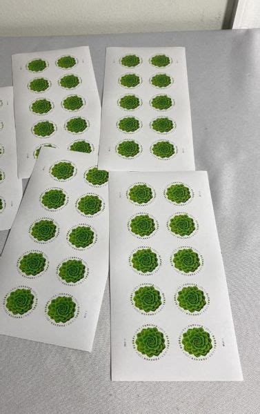 Free: 40 Global USPS Forever Stamps 4 Full Sheets Green Succulent of 10 ...