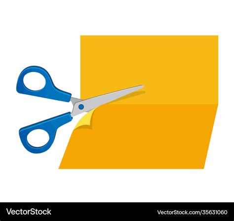 Scissors cut orange paper cutting Royalty Free Vector Image