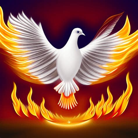 Holy Spirit Turkey Dove Flying in Tongue of Fire · Creative Fabrica