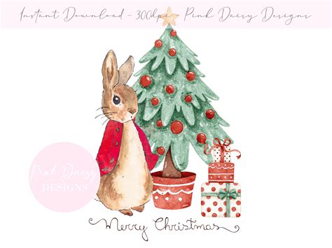 Red Christmas Peter Rabbit PNG, Xmas Tree, Christmas Clipart, Christmas ...