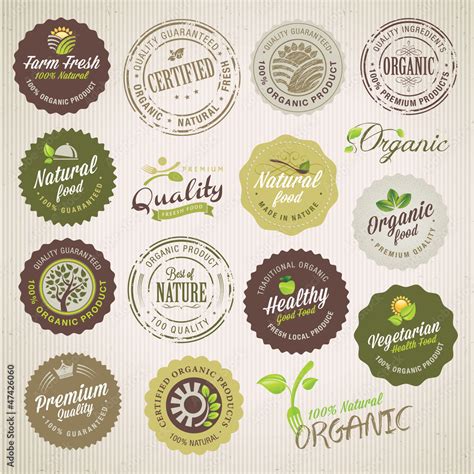 Organic food labels and elements Stock Vector | Adobe Stock