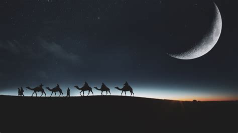 Download wallpaper: Traveling through desert on camels 3840x2160