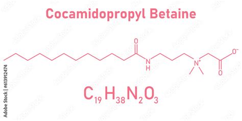 Chemical structure of Cocamidopropyl Betaine (C19H38N2O3). Chemical ...