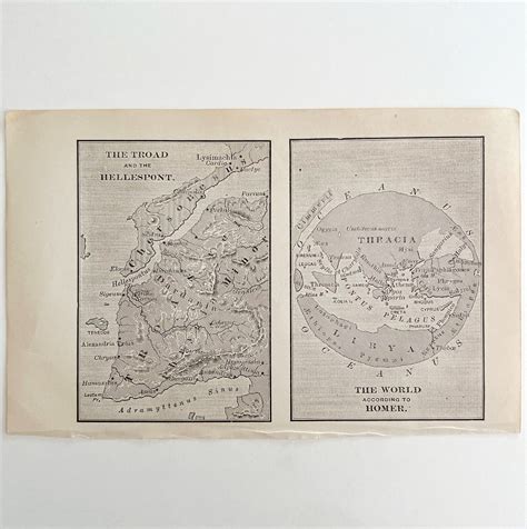 Troad Hellespont Homer's World Map Print 1893 Victorian Mythology Antique DWS5A | Ephemera ...