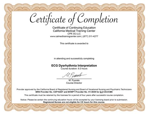 ECG Dysrhythmia Interpretation Certificate - California Medical Training Center