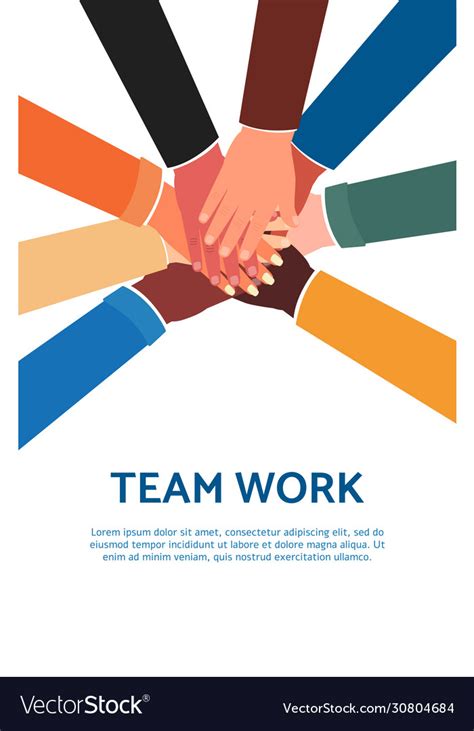 Team work poster template with cartoon people Vector Image