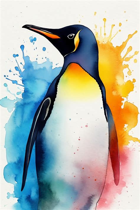 Wall Art Print | watercolour painting of a King penguin | Europosters