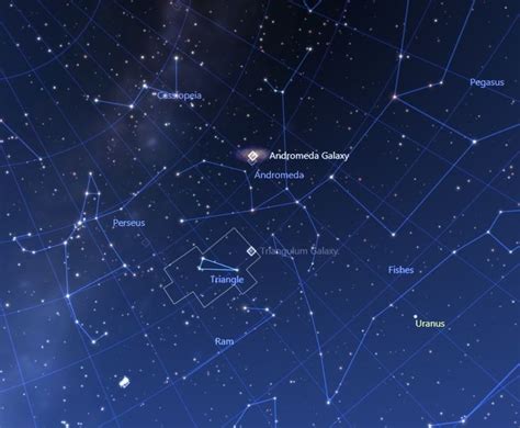 Star chart showing Triangulum Galaxy location September - December, Northern Hemisphere # ...