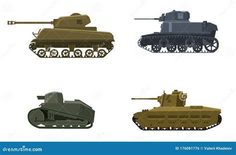 Set Tank American German Britain French World War 2. Military Army Machine War, Weapon, Battle ...