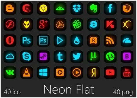 Neon Flat Icon Pack - SkinPack