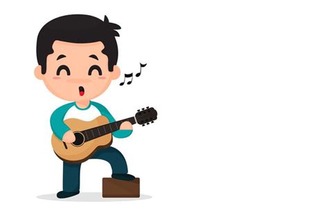 Cartoon boy playing music and singing. 594107 Vector Art at Vecteezy