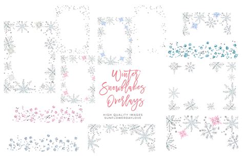 Winter snowflakes overlays, pink Winter silver christmas overlays By ...