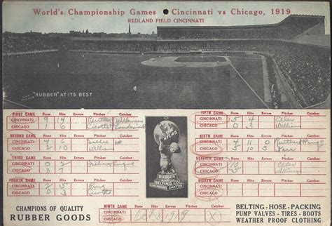 Lot Detail - 1919 World Series Scorecard (Reds vs White Sox) from ...