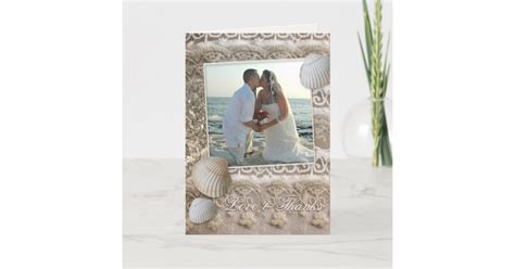 Beach and Lace Photo Thank You Wedding Card | Zazzle.com