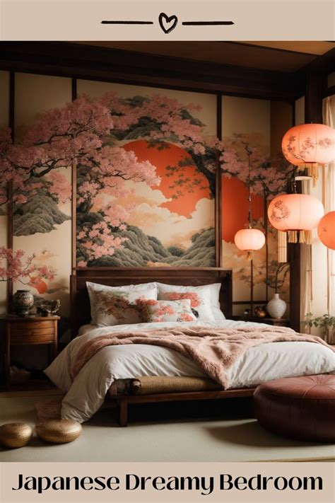 Revel in the embrace of a radiant sunset with this tranquil bedroom retreat’s Japanese wall ...