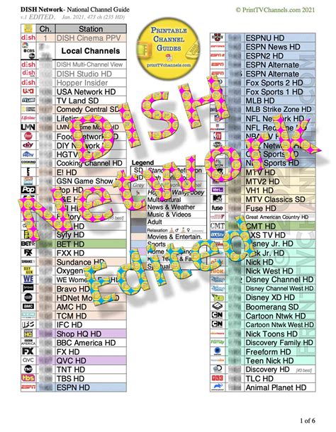 Printable Dish Network Channel Guide