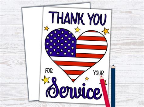 Veterans Day Thank You Card Veterans Day Craft Thank You - Etsy