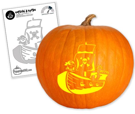 Pirate Ship Pumpkin Carving Stencil - Pumpkin HQ