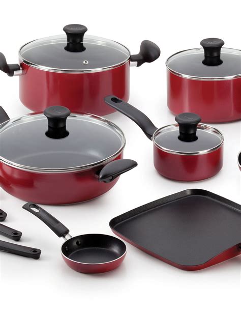 T-fal Initiatives 18-pc. Red Cookware Set | Stage Stores