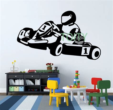 GO KART GO KARTING RACING Wall Room Decor Art Vinyl Decal Sport Sticker Mural H57cm x W98cm-in ...