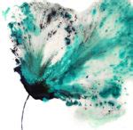 Teal Wall Art Abstract Flower Original Painting - Acrylic on Cotton Ragg Paper, in Floral and ...
