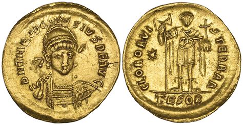 NumisBids: Morton & Eden Ltd Auction 115, Lot 215 : Theodosius II (402-450), solidus ...