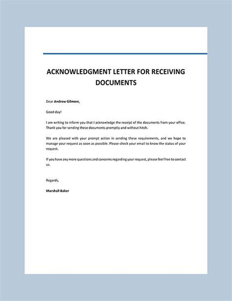 Acknowledgement Letter for Receiving Documents Template - Google Docs ...