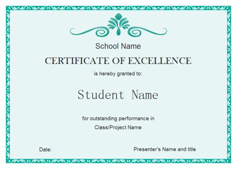 Student Excellence Certificate | Free Student Excellence Certificate Templates