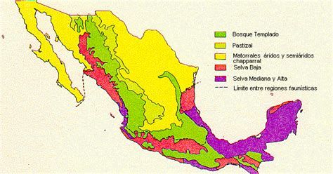 Mapa de los ecosistemas en México