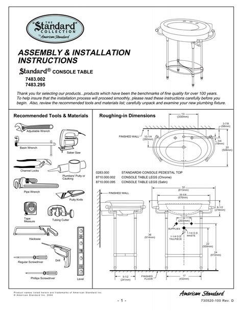 Installation Instructions - American Standard