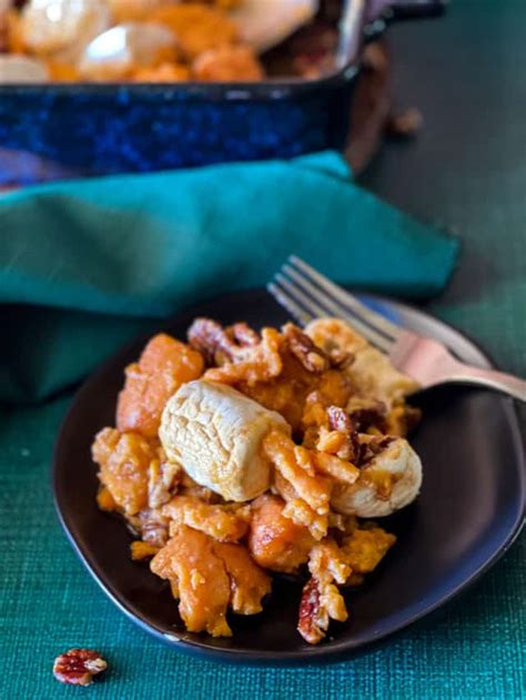 Vegan Candied Yams with Marshmallows and Pecans - Veggie Fun Kitchen