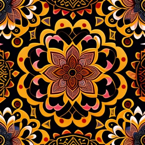 Premium Photo | A black and yellow pattern with a floral pattern.