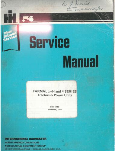 International Farmall Tractor H and 4 Series Service Manual