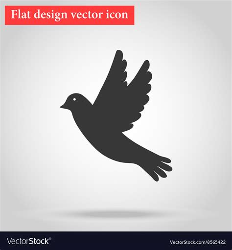 Icon gray bird flying flat design with shadow Vector Image