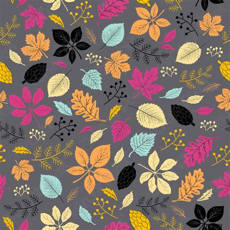 Cute autumn leaves seamless pattern on dark gray background - stock ...