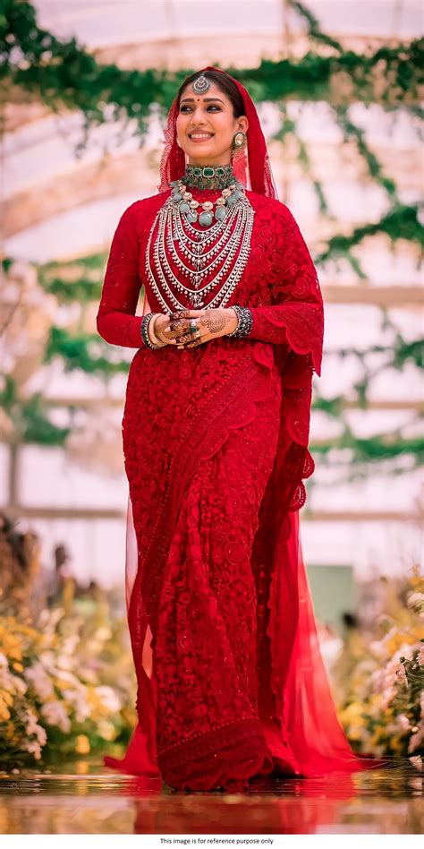 Buy Kollywood Nayanthara Inspired red net embroidered saree in UK, USA ...