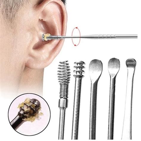 5 Pcs-Set Unisexe en Acier Inoxydable Spirale Oreille Cuillère ...