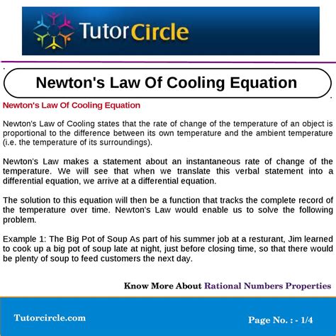 Newton's Law Of Cooling Equation by tutorcircle team - Issuu