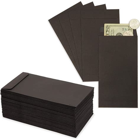 100 Pack Currency Envelopes for Cash Gift Cards, Money, Coins, Black, 3.5 x 6.5 inches - Walmart ...