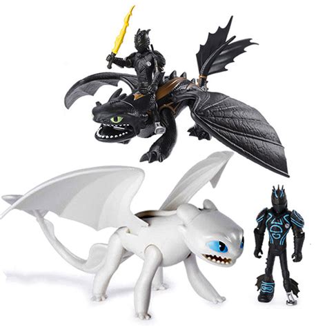 2020 New How To Train Your Dragon Light Fury Night Fury Toothless Action Figure White Dragon ...