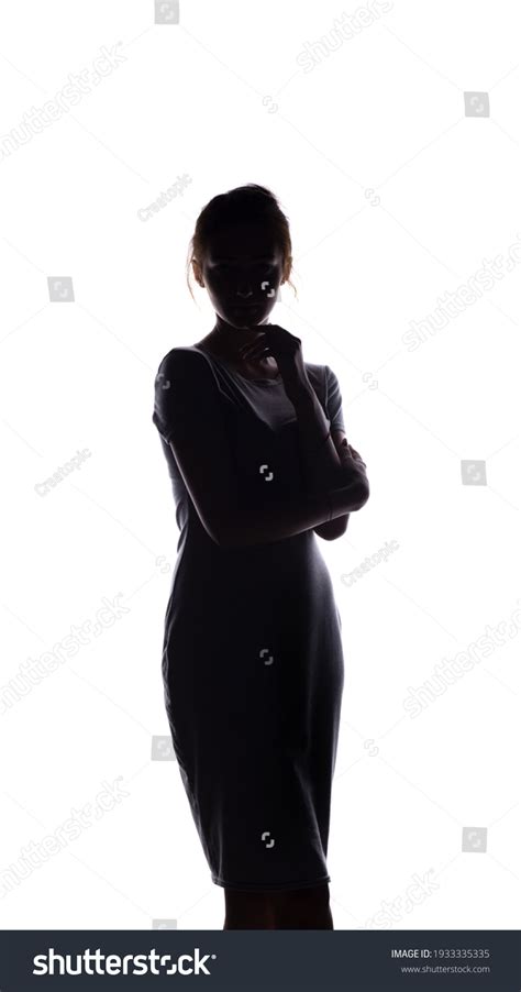 Silhouette Beautiful Girl Confidently Looking Forward Stock Photo ...