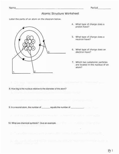 Solved Name Period Atomic Structure Worksheet Label the | Chegg.com