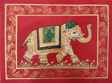 Rajasthani Miniature Painting - Handmade Elephant Painting On Silk ...