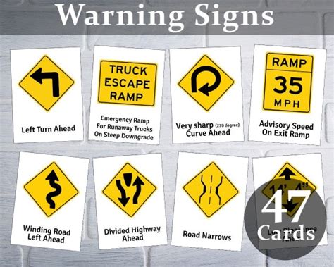 USA Traffic Signs Road Signs Test Flash Cards USA Warning - Etsy