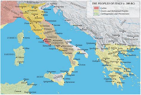 The Peoples of Italy by 300 BC | Mapa historico, Mapa de roma, Roma antigua