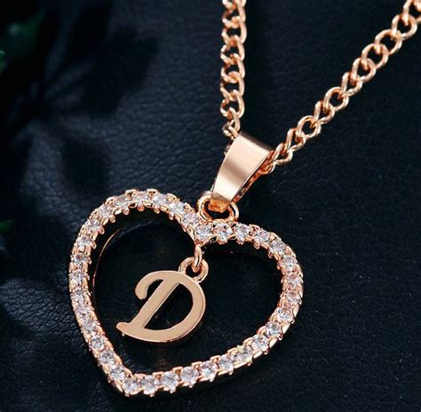 Rhinestone Heart Initial Necklace Initial Heart Pendent | Etsy in 2021 | Letter pendant necklace ...