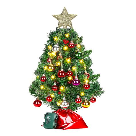 BIGTREE Tabletop Christmas Tree, Artificial Mini Xmas Pine Tree with ...