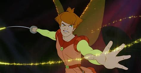 an animated character is flying through the air with his arms out and one hand in the air