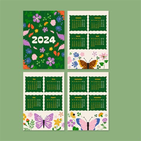 Free Vector | Flat 2024 calendar template